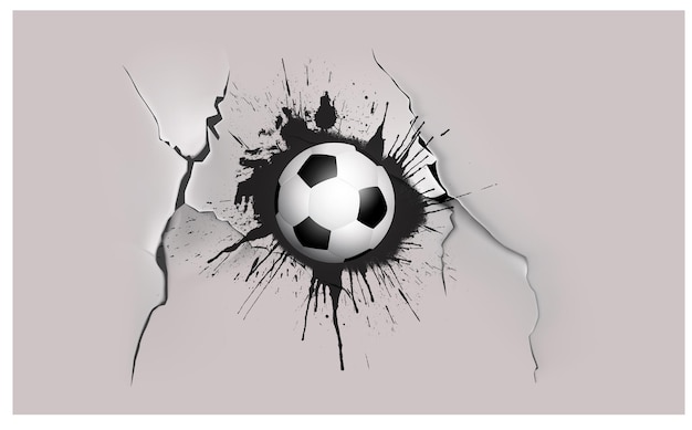 Vektor-straßenfußballdesign mit fußball, der die wand bricht. vektor-illustration.