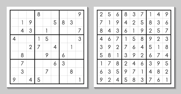 Vektor-Sudoku mit der Antwort Japanisches Puzzlespiel