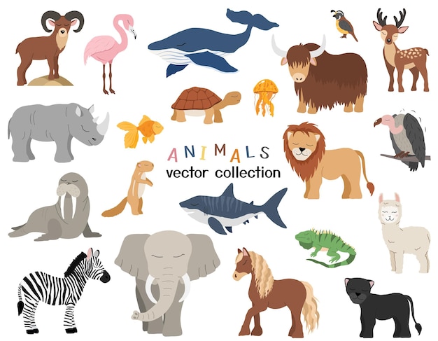 Vektor süße tiere gesetzt vektor-illustration