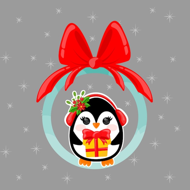 Vektor süße weihnachtspinguine kleidung tierfiguren designs