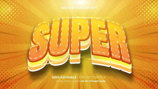 Vektor-Super-Cartoon-Comic-Stil mit bearbeitbarer 3D-Texteffektvorlage