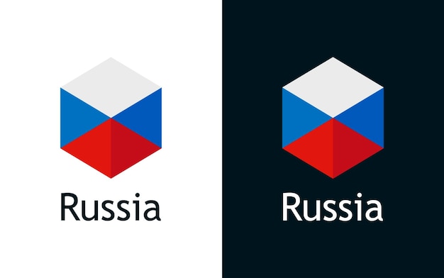 Vektor-symbol der russischen flagge auf schwarz und weiß