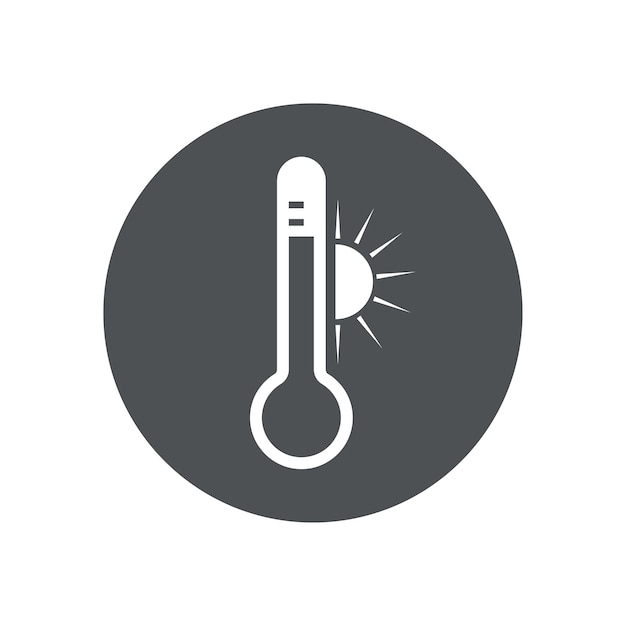 Vektor-symbol heißwetterthermometer mit sonnensymbol isoliert