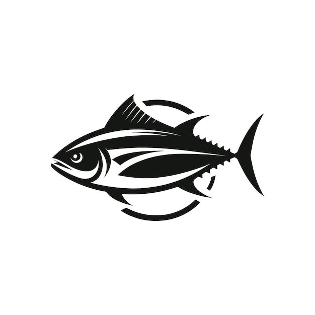 Vektor-Symbol-Illustration, Silhouette eines Meeres-Thunfisch-Logos