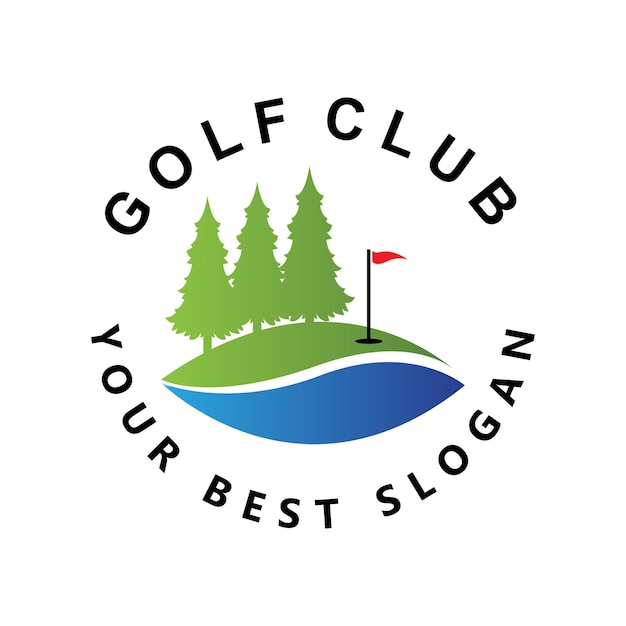 Vektor-symbol-logo-golfball-stick und retro-konzeptillustration für golfspiele im freien
