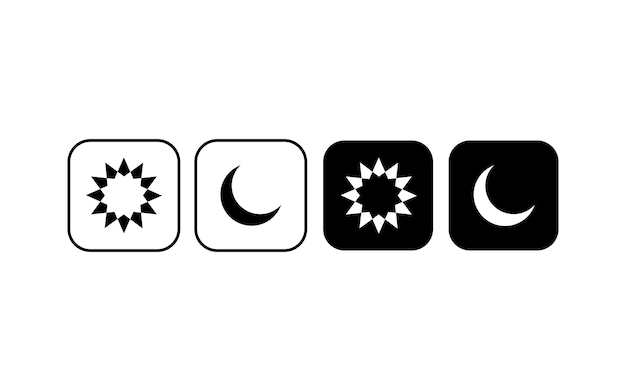 Vektor-tag-nacht-schalter design-konzept für die benutzeroberfläche der mobilen app dunkler modus-schalter tag- und nachtmodus-gadget-anwendung helles und dunkles symbol sonne und mond mit dunklem und hellem symbol