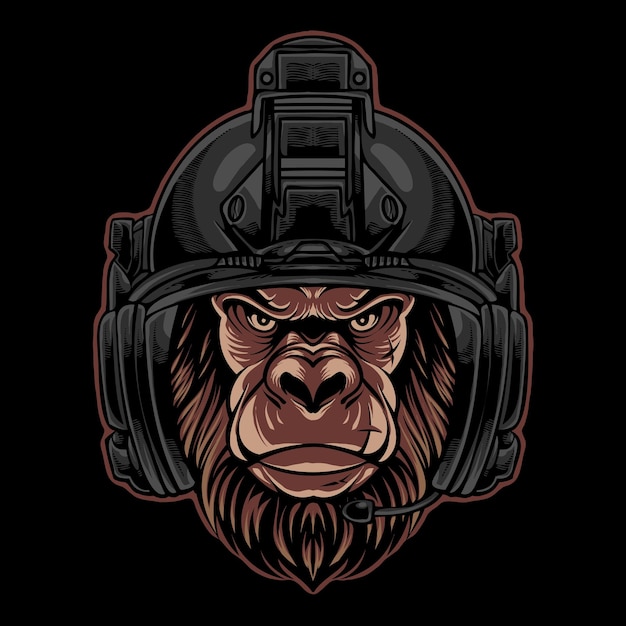 Vektor-taktische gorilla-soldat-armee-illustrationskunst