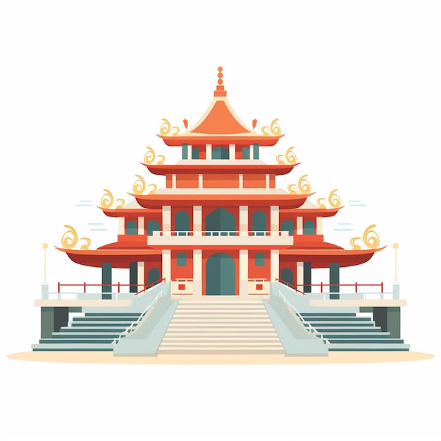 Vektor-Tempel-Illustration Religion Kultur Architektur Antike Tourismus Indien Reisen Buil