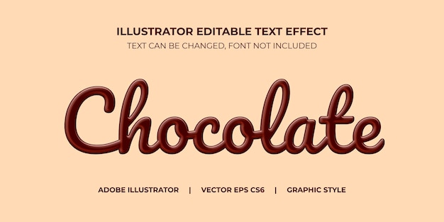 Vektor-Texteffekt-Illustrator-Grafikstil Flüssige Schokolade