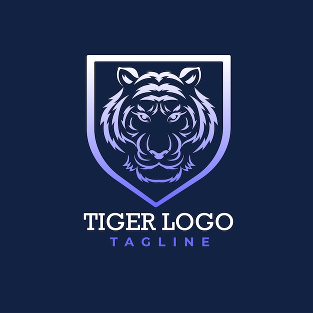 Vektor-tigerkopf und schild-logo-design