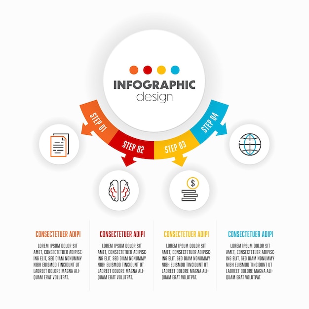 Vektor-timeline-infografik-design und marketing-symbol für präsentations-workflow-layout-diagramm