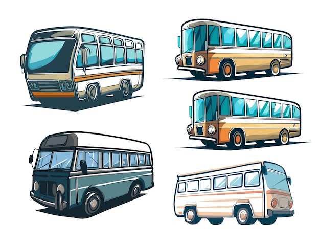 Vektor touristenbus realistisch mit verschiedenen perspektiven