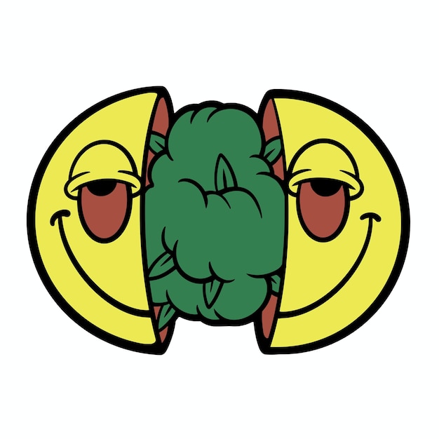 Vektor-unkraut in emoticon-streetwear-cartoon-illustration