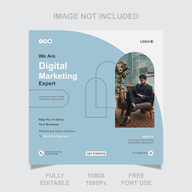 Vektor-Vektor-Unternehmensagentur für digitales Marketing, Social-Media-Beitrag und Banner-Vorlage