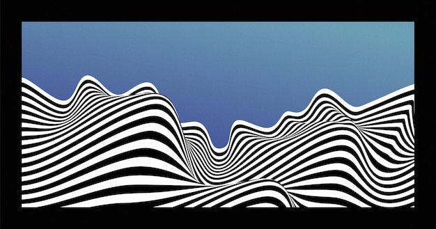 Vektor verdrehte Linien Hintergrund Schwarz-Weiß-Wellen mit farbigem Hintergrund