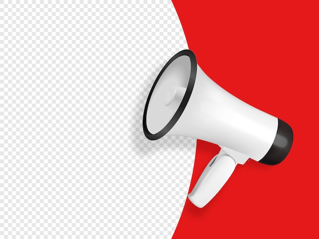 Vektor-Verkaufsankündigung Hot News Banner Design-Vorlage mit 3D-realistischem weißem Megaphon und Sprechblase auf rotem Hintergrund Shopping-Rabatt-Hintergrund Großes Verkaufs-Sonderangebot-Konzept