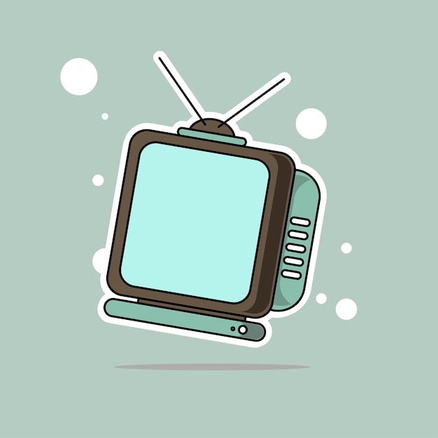 vektor, vintage, fernseher, karikatur, symbol, abbildung