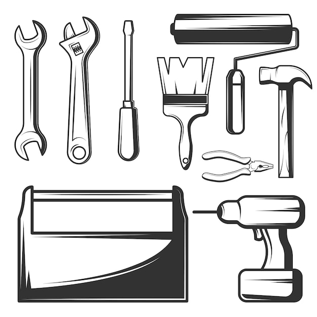 Vektor vintage handwerkzeuge icons set