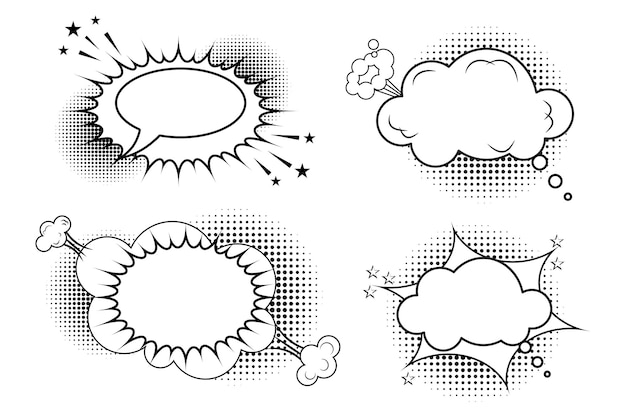 Vektor vektor von grauen cartoon-bursts graue reden buchspritzer animierte explosionen vektorillustration