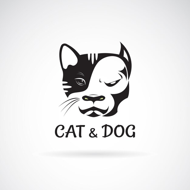 Vektor von Hundegesicht Bulldogge und Katzengesicht Design Haustier Tier Logo oder Symbol für Hund und Katze