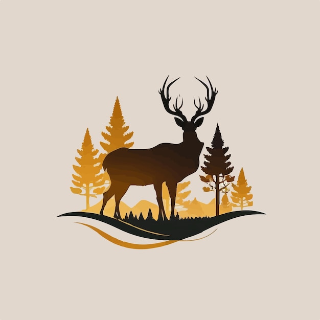 Vektor Waldtier Pflanzenfresser Hirsch langes Horn moderne Form schöner Logo-Design-Vektor