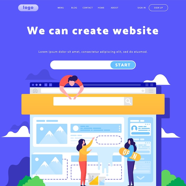 Vektor-Website-Design-Vorlage Landing Page-Konzepte für die mobile Entwicklung von Websites Moderne flache Illustration