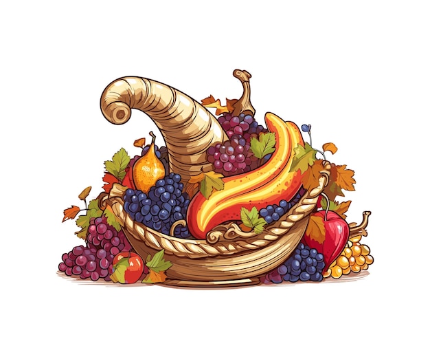 Vektor-Weidenkorb mit Obst-Vektor-Illustration
