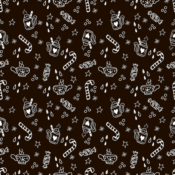 Vektor vektor weihnachten musterdesign mit handgezeichneten kritzeleien elemente schwarz-weiß-darstellung