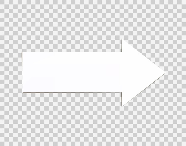 Vektor weißer Pfeil isoliert auf transparentem Hintergrund Papierpfeil mit Schatten rechts Richtungszeiger