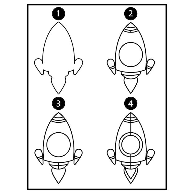 Vektor vektor, wie man schritt für schritt eine rakete zeichnet