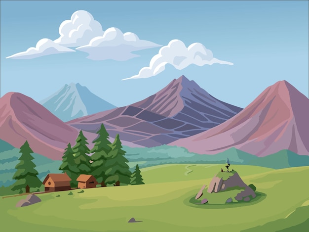 Vektor wunderbare Berglandschaft Szene