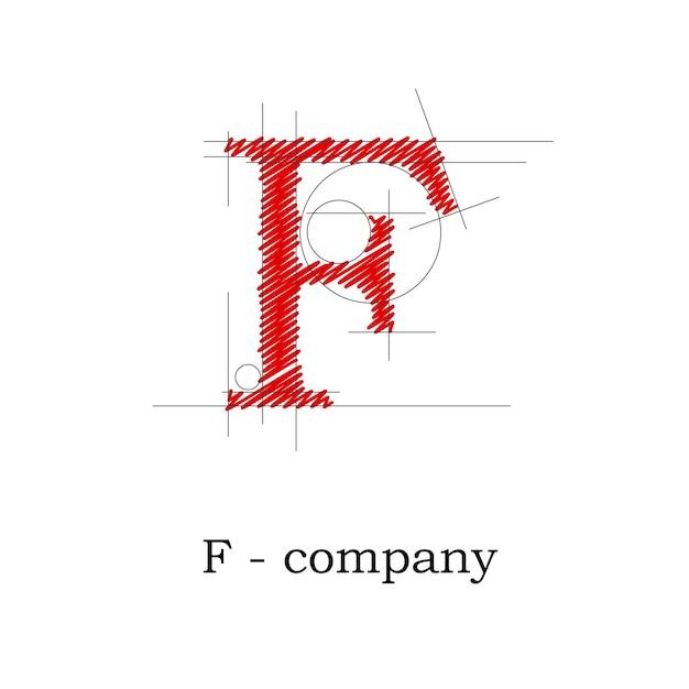 Vektor-Zeichen-Design-Buchstabe F