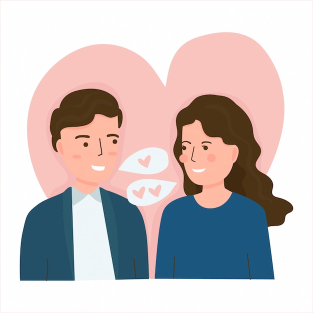 Vektorabbildung der jungen Paare in der Liebe. Valentin Konzept