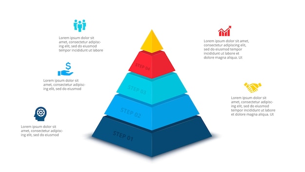 Vektorabstrakte Pyramide für Infografiken mit 5 Schritten oder Optionen