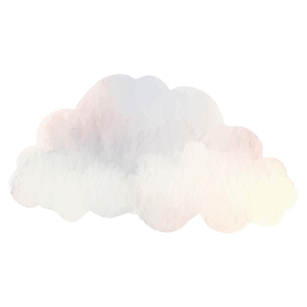 Vektoraquarell gemalte wolke. handgezeichnete designelemente isoliert auf weißem hintergrund