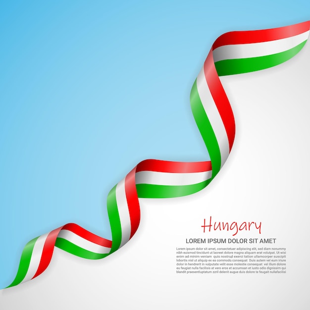 Vektor vektorbanner in weißen und blauen farben und wehendes band mit ungarischer flagge für broschüren, logos