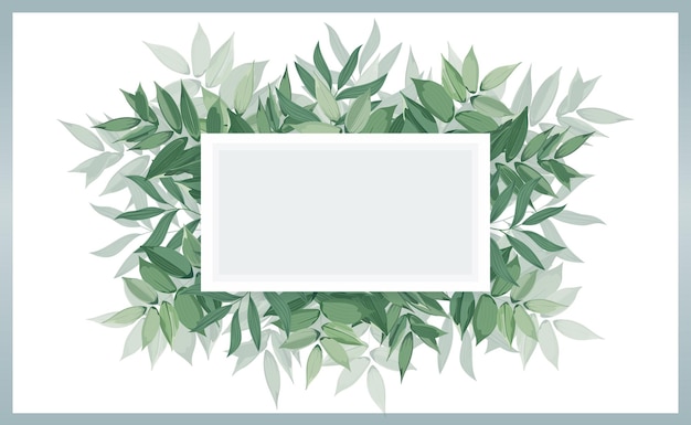 Vektorbanner mit grünen Blättern für Hochzeitseinladungskarten im Kosmetik-Spa-Salon-Floristenladen