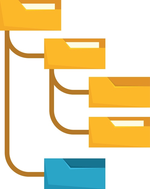 Vektor vektorbild der ordnerstruktur isoliert auf transparentem hintergrund