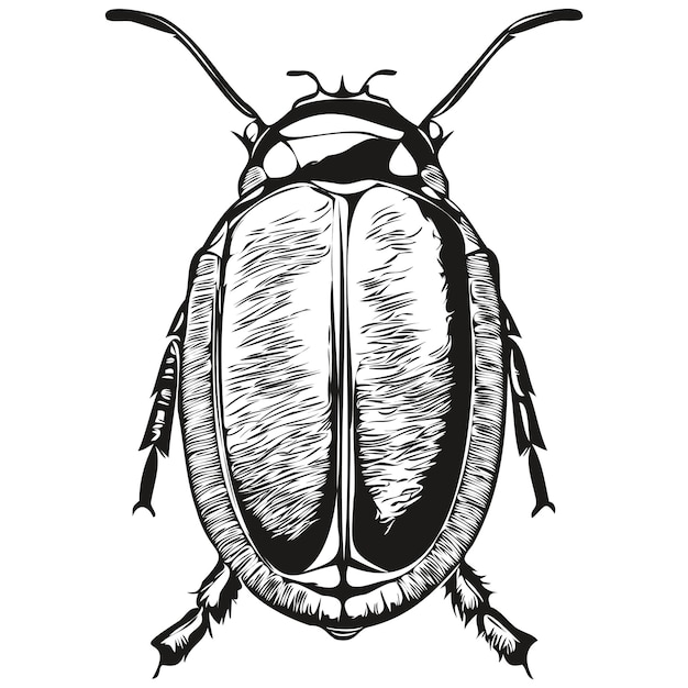 Vektor vektorbild der silhouette eines käfers auf weißem hintergrund