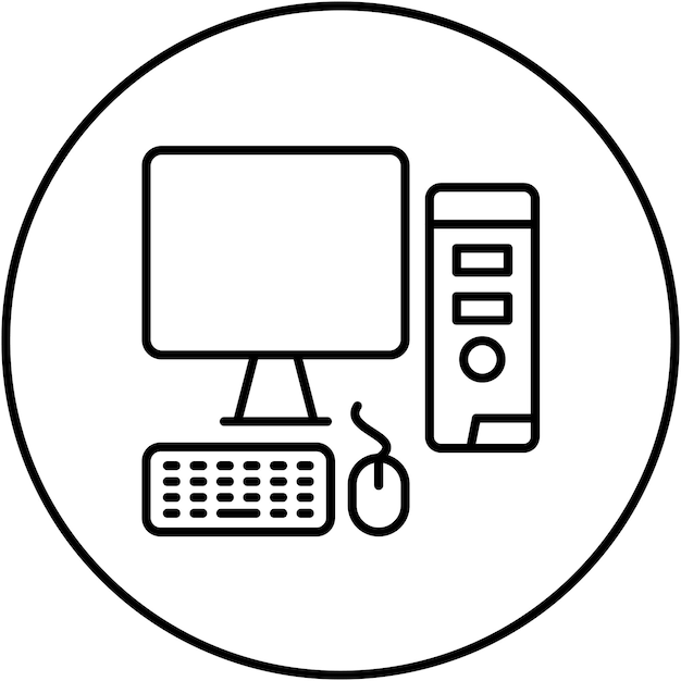 Vektorbild des Computer-Arbeitsplatz-Symbols Kann für Netzwerk- und Datenaustausch verwendet werden