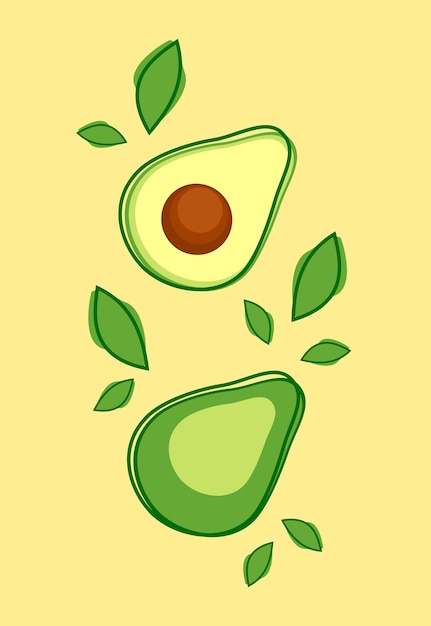 Vektorbild eines Avocados mit Blättern