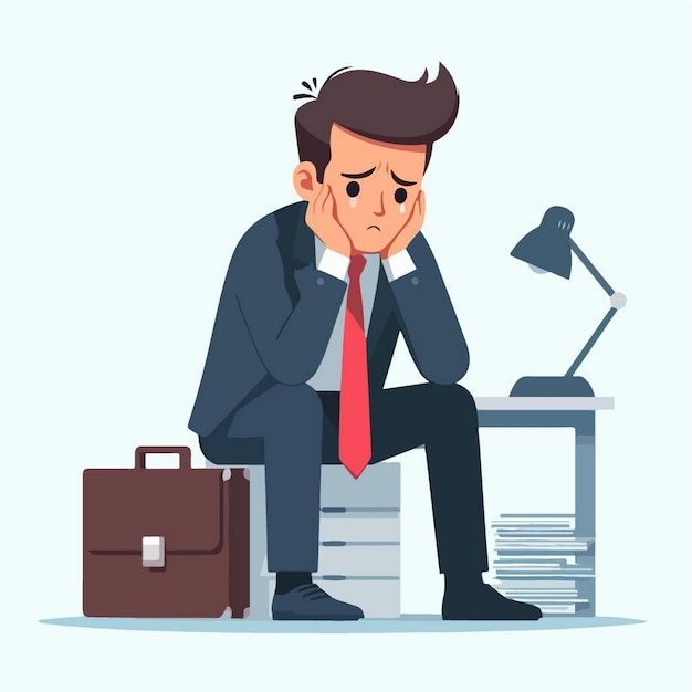 Vektorbild eines depressiven Geschäftsmanns