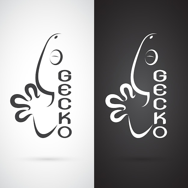 Vektorbild eines gecko-designs auf weißem hintergrund und schwarzem hintergrund, logo, symbol