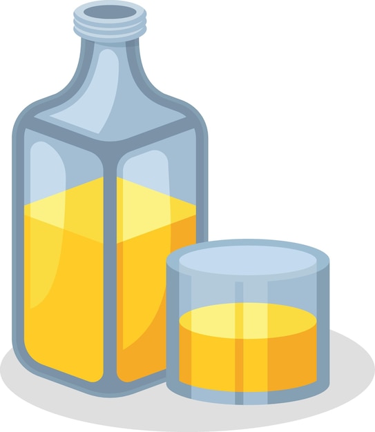 Vektorbild von einer flasche und einem glas getränk, lebensmittelillustration