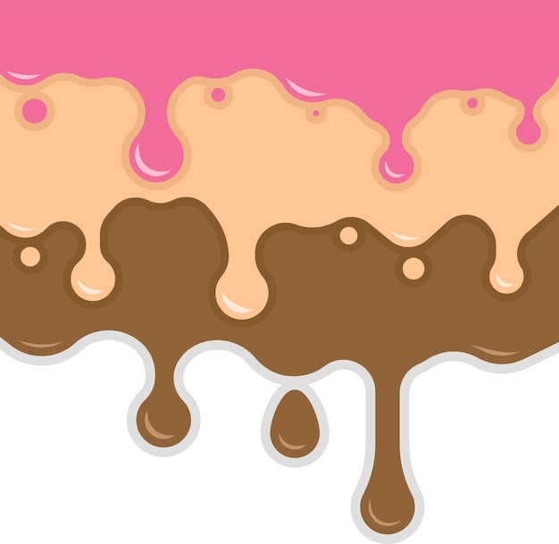 Vektorbild von geschmolzener schokolade in verschiedenen farben, isoliert auf durchsichtigem hintergrund