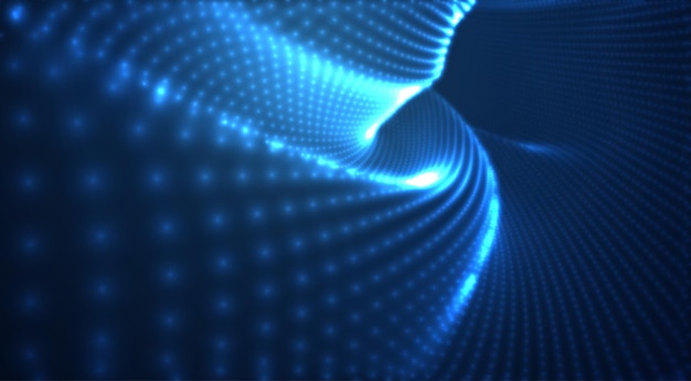Vektorblau leuchtender Datenstrom im virtuellen Raum