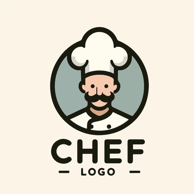 Vektorchef-Logo mit einem einfachen und minimalistischen Stil