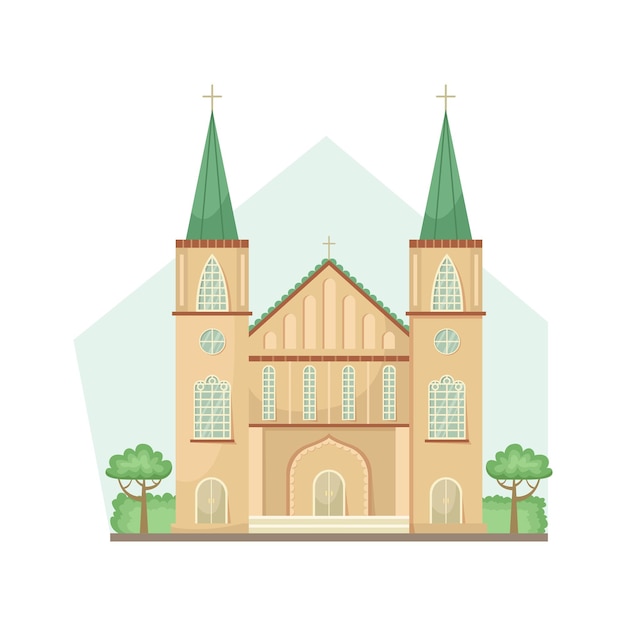 Vektordarstellung des religiösen architektonischen gebäudes der katholischen kirche