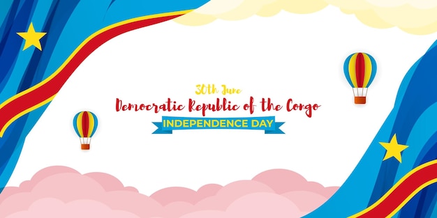 Vektordarstellung des Social-Media-Story-Feeds zum Unabhängigkeitstag der Demokratischen Republik Kongo