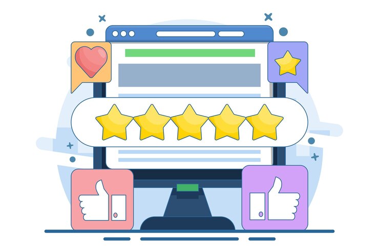 Vektor vektordarstellung über das konzept der benutzerbewertung oder das feedback der kunden und die bewertung der besten qualität durch den kunden